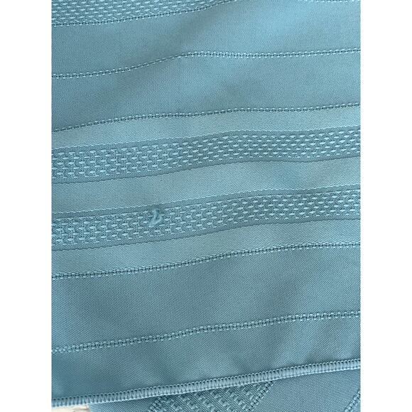 Vintage Sky Blue Woven Damask Tablecloth Rectangular Striped 1980s Fabric Craft - Picture 4 of 13